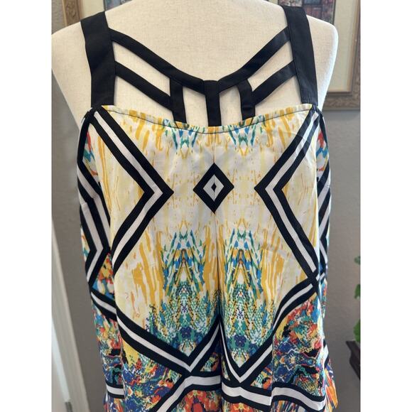 Y2K Festival Tank Top Camisole Hot Mom Southwest Western Boho‎ Aztec Small - Picture 2 of 7